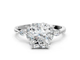 White gold Radiant Cut Brilliant Diamond Solitaire Ring with Pear Side Stones and Four-Prong Setting_12