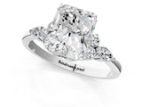 White gold Radiant Cut Brilliant Diamond Solitaire Ring with Pear Side Stones and Four-Prong Setting_13