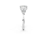 White gold Radiant Cut Brilliant Diamond Solitaire Ring with Pear Side Stones and Four-Prong Setting_14