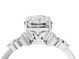 White gold Radiant Cut Brilliant Diamond Solitaire Ring with Pear Side Stones and Four-Prong Setting_16