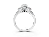 White gold Radiant Cut Brilliant Three-Stone Diamond Ring with Pavé Band and Four-Prong Setting_10