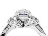 White gold Radiant Cut Brilliant Three-Stone Diamond Ring with Pavé Band and Four-Prong Setting_11