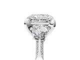 White gold Radiant Cut Brilliant Three-Stone Diamond Ring with Pavé Band and Four-Prong Setting_12