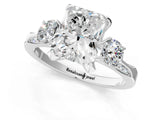 White gold Radiant Cut Brilliant Three-Stone Diamond Ring with Pavé Band and Four-Prong Setting_8
