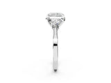 White gold Radiant Cut Brilliant Three-Stone Diamond Ring with Pavé Band and Four-Prong Setting_9