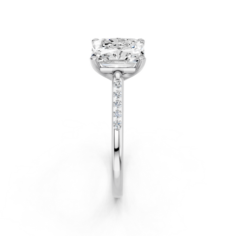 White gold Radiant Cut Channel Set Solitaire Engagement Ring with Four-Prong Setting_104