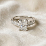 White gold Radiant Cut Channel Set Solitaire Engagement Ring with Prong Setting_74