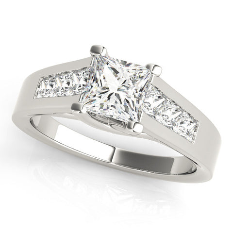 White gold Radiant Cut Channel Set Solitaire Ring with Four-Prong Setting 1