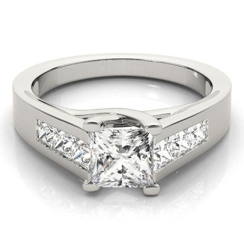 White gold Radiant Cut Channel Set Solitaire Ring with Four-Prong Setting 2