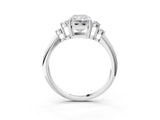 White gold Radiant Cut Cut Diamond Cluster Ring with Solitaire Band and Four-Prong Setting_10
