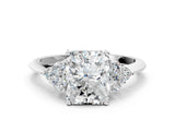 White gold Radiant Cut Cut Diamond Cluster Ring with Solitaire Band and Four-Prong Setting_7