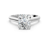 White gold Radiant Cut Cut Diamond Solitaire Engagement Ring with Tapered Plain Band and Four-Prong Setting_279