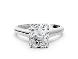 White gold Radiant Cut Cut Diamond Solitaire Engagement Ring with Tapered Plain Band and Four-Prong Setting_339