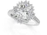 White gold Radiant Cut Cut Diamond Sunburst Halo Engagement Ring with Pavé Band_76