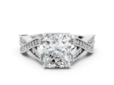 White gold Radiant Cut Cut Diamond Twisted Band with Milgrain Pave Setting and Four-Prong Setting_18