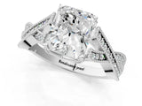 White gold Radiant Cut Cut Diamond Twisted Band with Milgrain Pave Setting and Four-Prong Setting_19