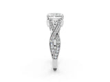 White gold Radiant Cut Cut Diamond Twisted Band with Milgrain Pave Setting and Four-Prong Setting_20