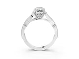 White gold Radiant Cut Cut Diamond Twisted Band with Milgrain Pave Setting and Four-Prong Setting_21