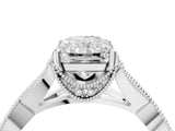 White gold Radiant Cut Cut Diamond Twisted Band with Milgrain Pave Setting and Four-Prong Setting_22