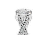 White gold Radiant Cut Cut Diamond Twisted Band with Milgrain Pave Setting and Four-Prong Setting_23