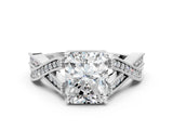 White gold Radiant Cut Cut Diamond Twisted Band with Milgrain Pave Setting and Four-Prong Setting_24
