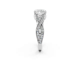 White gold Radiant Cut Cut Diamond Twisted Band with Milgrain Pave Setting and Four-Prong Setting_26