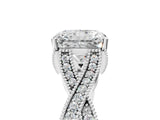 White gold Radiant Cut Cut Diamond Twisted Band with Milgrain Pave Setting and Four-Prong Setting_29