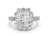 White gold Radiant Cut Cut Halo Diamond Pavé Engagement Ring with Milgrain Detailing_207