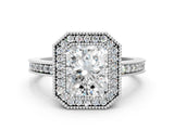 White gold Radiant Cut Cut Halo Pavé Diamond Ring_13
