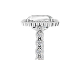 White gold Radiant Cut Cut Halo Pavé Solitaire Ring with Milgrain Band_12