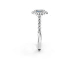 White gold Radiant Cut Cut Halo Pavé Solitaire Ring with Milgrain Band_9