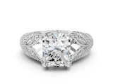White gold Radiant Cut Cut Milgrain Pave Diamond Engagement Ring with Four-Prong Setting_27