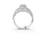 White gold Radiant Cut Cut Milgrain Pave Diamond Engagement Ring with Four-Prong Setting_30