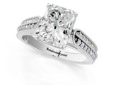 Silver 0.55 Carat E VVS1 Princess Cut Pave Split Shank Engagement Ring with Four-Prong Setting
