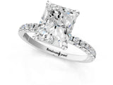 White gold Radiant Cut Diamond Brilliant Solitaire Ring with Pavé Band and Four-Prong Setting_1