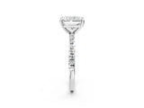 White gold Radiant Cut Diamond Brilliant Solitaire Ring with Pavé Band and Four-Prong Setting_2