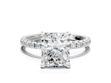 White gold Radiant Cut Diamond Brilliant Solitaire Ring with Pavé Band and Four-Prong Setting_29