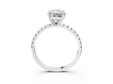 White gold Radiant Cut Diamond Brilliant Solitaire Ring with Pavé Band and Four-Prong Setting_3