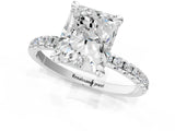 White gold Radiant Cut Diamond Brilliant Solitaire Ring with Pavé Band and Four-Prong Setting_30