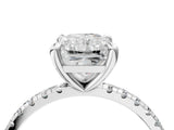 White gold Radiant Cut Diamond Brilliant Solitaire Ring with Pavé Band and Four-Prong Setting_4