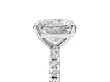 White gold Radiant Cut Diamond Brilliant Solitaire Ring with Pavé Band and Four-Prong Setting_5