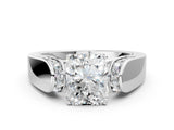 White gold Radiant Cut Diamond Channel Set Solitaire Ring with Four-Prong Setting_71