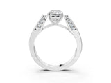 White gold Radiant Cut Diamond Channel Set Solitaire Ring with Four-Prong Setting_74