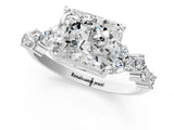 White gold Radiant Cut Diamond Cluster Pavé Band with Four-Prong Setting_10