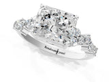 White gold Radiant Cut Diamond Cluster Pavé Band with Four-Prong Setting_19