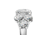 White gold Radiant Cut Diamond Cluster Ring with Round Accent Stones and Prong Setting on a Classic Band_83