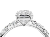 White gold Radiant Cut Diamond Cluster Side Stone Solitaire Ring with Prong Setting_102