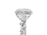 White gold Radiant Cut Diamond Cluster Side Stone Solitaire Ring with Prong Setting_102