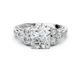 White gold Radiant Cut Diamond Engagement Ring with Bezel Set Round Side Stones and Prong Setting_72