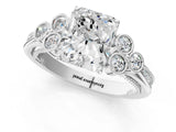 White gold Radiant Cut Diamond Engagement Ring with Bezel Set Round Side Stones and Prong Setting_74
